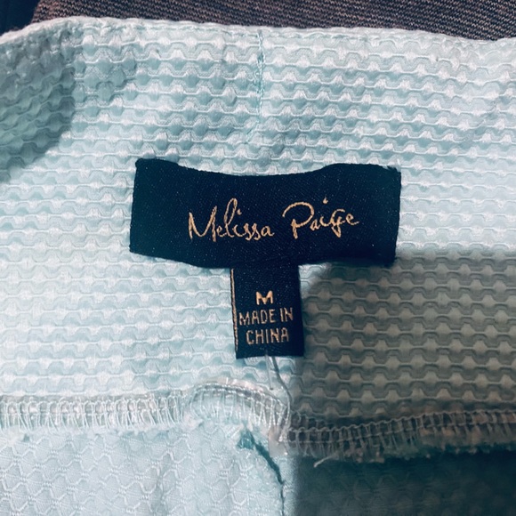 Mint Green Poppy Seed Seersucker Feel Pull Up Pant Size M Melissa Paige Crisp - Picture 4 of 10